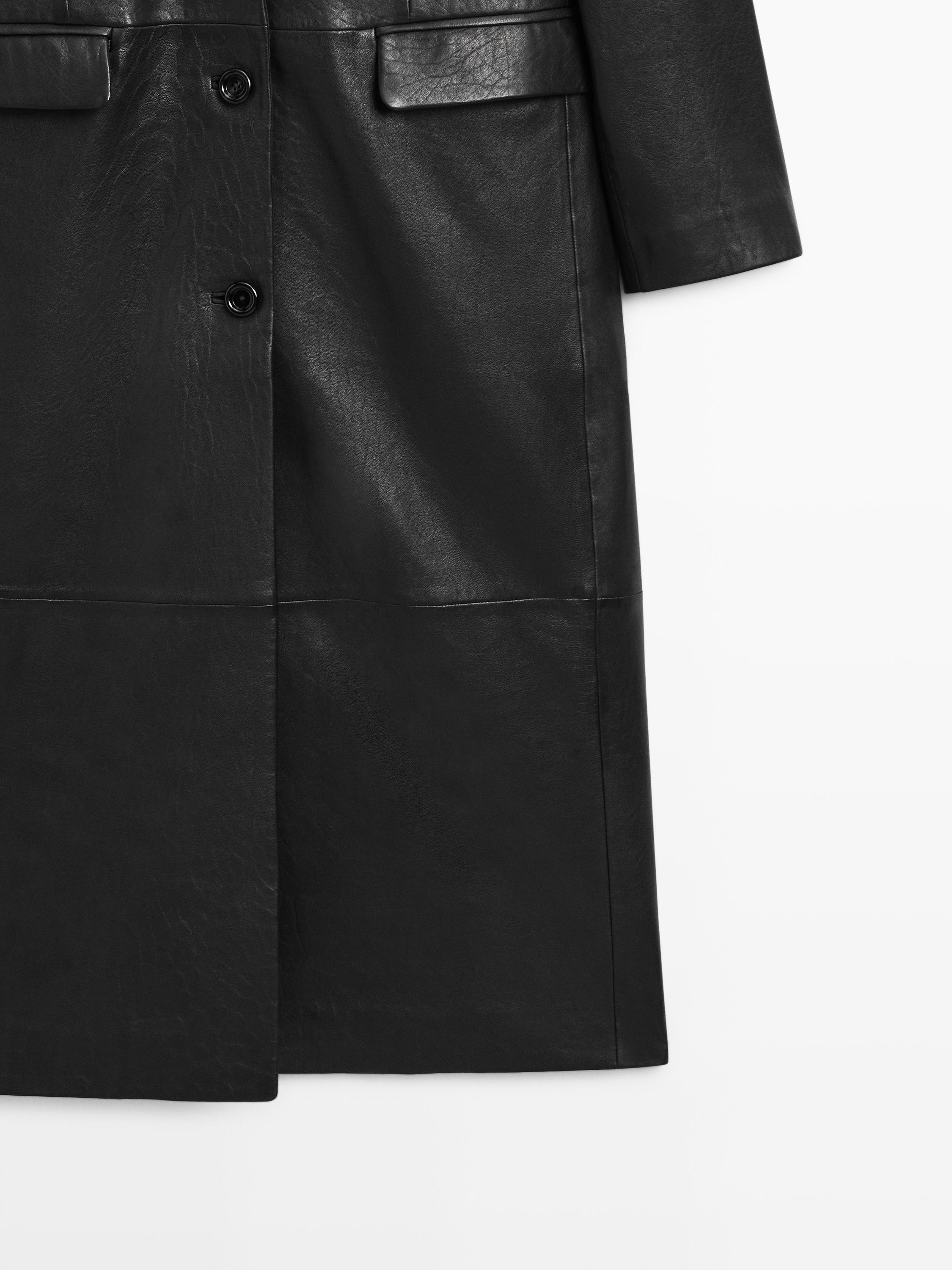 Manteau long en cuir nappa